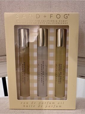 SAND + FOG Eau de Parfum Oil Set Banana Cream, Vanilla Sands, Coconut Creme NWT